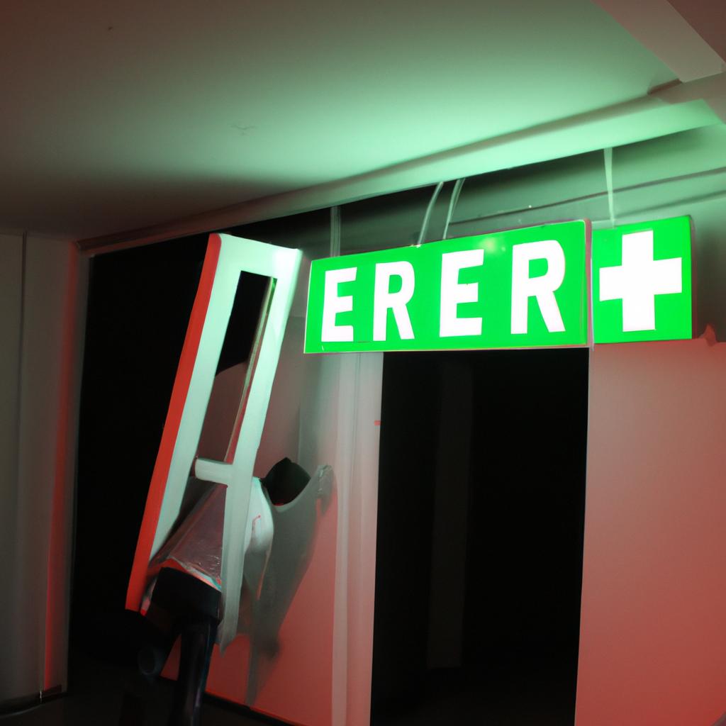 Person checking emergency exit signs