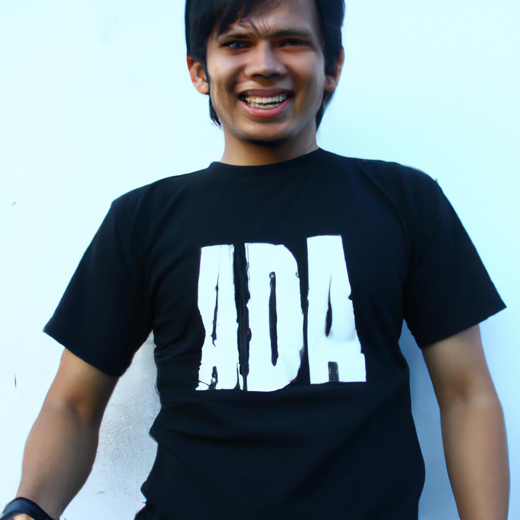 Person wearing concert t-shirt, smiling